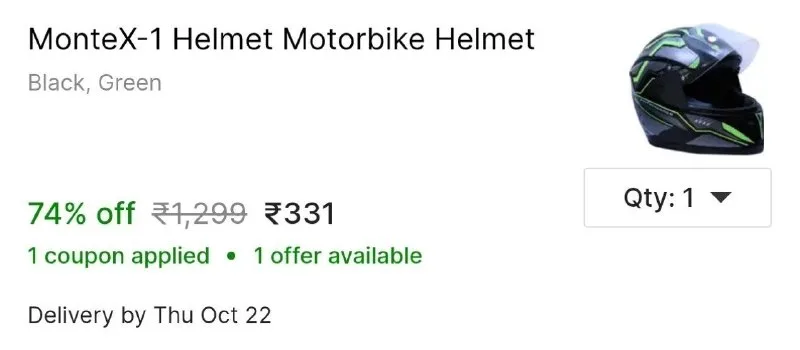 MonteX-1 Helmet Motorbike Helmet at ₹331