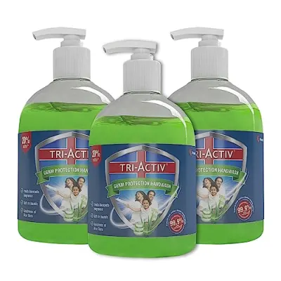 Tri-Activ Germ Protection Handwash Bottle | Hand wash 300ml with Aloevera & Avocado fragrance | Keeps hands soft & moisturized | Protects at ₹170