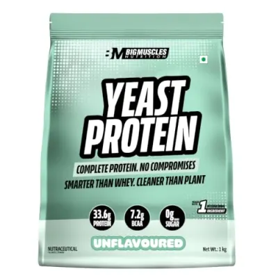 Bigmuscles Nutrition Clean Yeast Protein Isolate (1kg, Unflavoured) | 33g Protein, 7g BCAA | Superior Absorption, Gut Friendly | PDCAAS -1 | at ₹1,358
