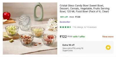 Desserts Serving Set (Pack of 6) at ₹138