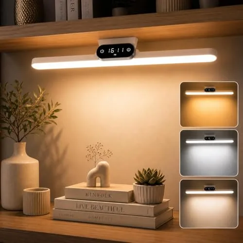 One94Store Rechargeable LED Cabinet Light – Wireless Under Cabinet Lighting with Clock Display, 3 Color Dimmable Modes, 1200mAh Battery & Ma at ₹399