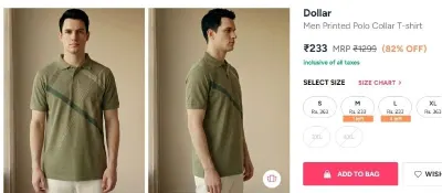 Dollar Men Printed Polo Collar T-shirt at ₹233
