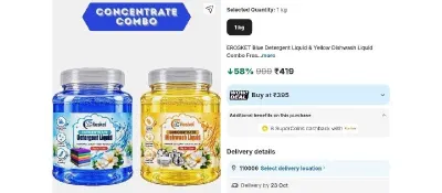 Blue Detergent Liquid & Yellow Dishwash Liquid Combo at ₹419