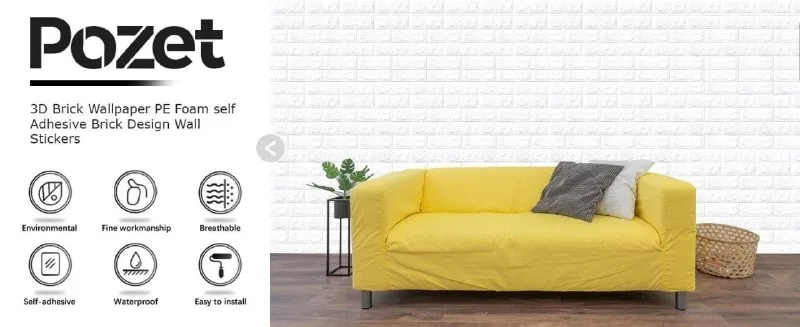 Min. 2 Qnty | 3D Brick Wallpaper Sheet at ₹85