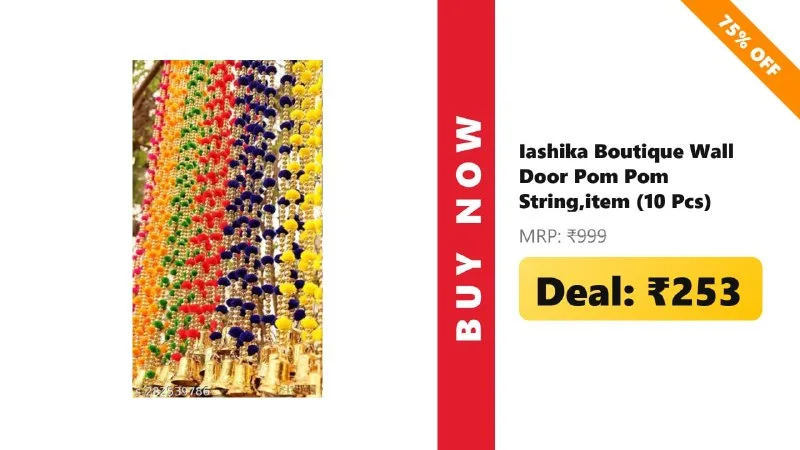 Iashika Boutique Wall Door Pom Pom String (10 Pcs) at ₹253