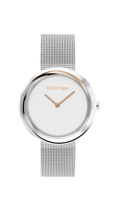 Calvin Klein Twisted Bezel Qtz Basic Slim White Round Dial Women's Watch at ₹4,536