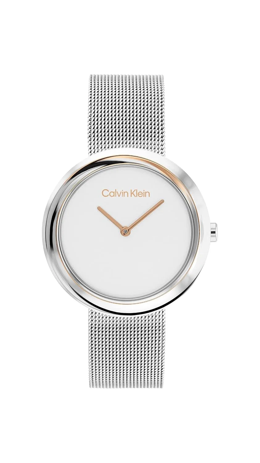Calvin Klein Twisted Bezel Qtz Basic Slim White Round Dial Women's Watch at ₹4,536