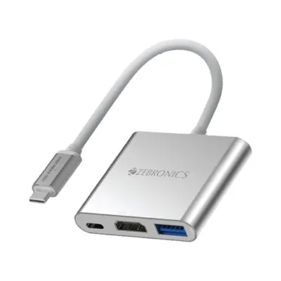 ZEBRONICS TA150 PRO 3 in 1 Type C Multiport Hub with 4K HDMI, USB 3.0, Type C PD - 100 Watts at ₹550