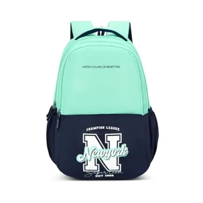 United Colors of Benetton Backpack Flux | Printed High School Bag With 3 CompartMen'sts, Airmesh Padding & 1-Year Warranty - 25L Capacity |  at ₹739