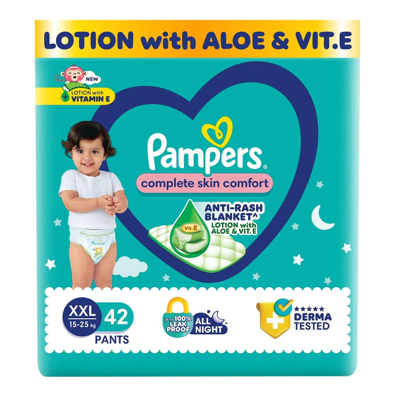 Pampers Anti Rash Diaper with Vit E & Aloe Lotion (42 pcs) at ₹828