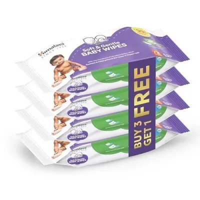 Himalaya Soft & Gentle Baby Wipes |72 Wipes x B3 G1 Free - 288 Wipes | With Licorice & Aloe Vera | Gently cleanses & Helps prevent the cause at ₹190
