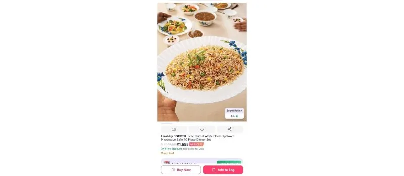 Larah by BOROSIL Belle Fluted White Floral Opalware Microwave Safe 40 Piece Dinner Set at ₹1,799