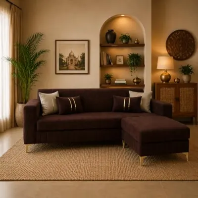 CASASTYLE Noviq 4 Seater L Shape Sofa Set with Movable Ottoman | Flexible Left at ₹10,526