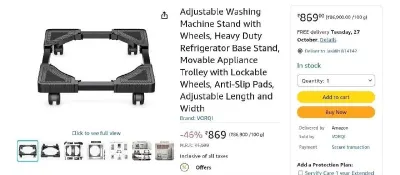 Adjustable Washing Machine Stand with Wheels at ₹869