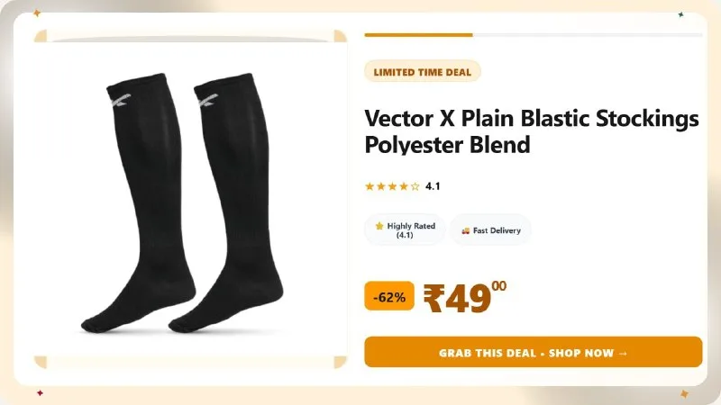 Vector X Plain Blastic Stockings Polyester Blend (Pack Of 1) at ₹49