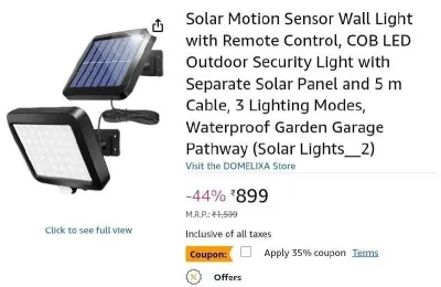 Solar Motion Sensor Wall Light with Remote at ₹899