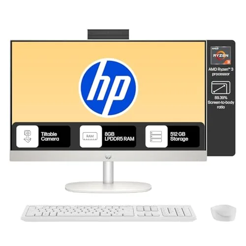 HP AIO 24, AMD Ryzen 3 7320U,8GB LPDDR5, 512GB SSD (Win11,Of at ₹56,990