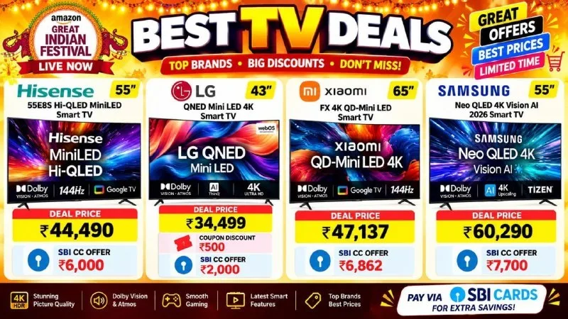 Hisense 55 Inch 55E8S Hi-QLED MiniLED Smart TV at ₹44,490