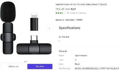 Wireless Microphone at ₹217