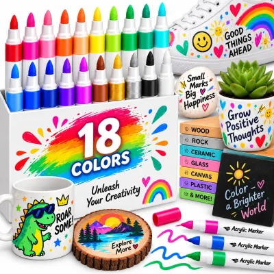 18 Shades Acrylic Color Markers at ₹200