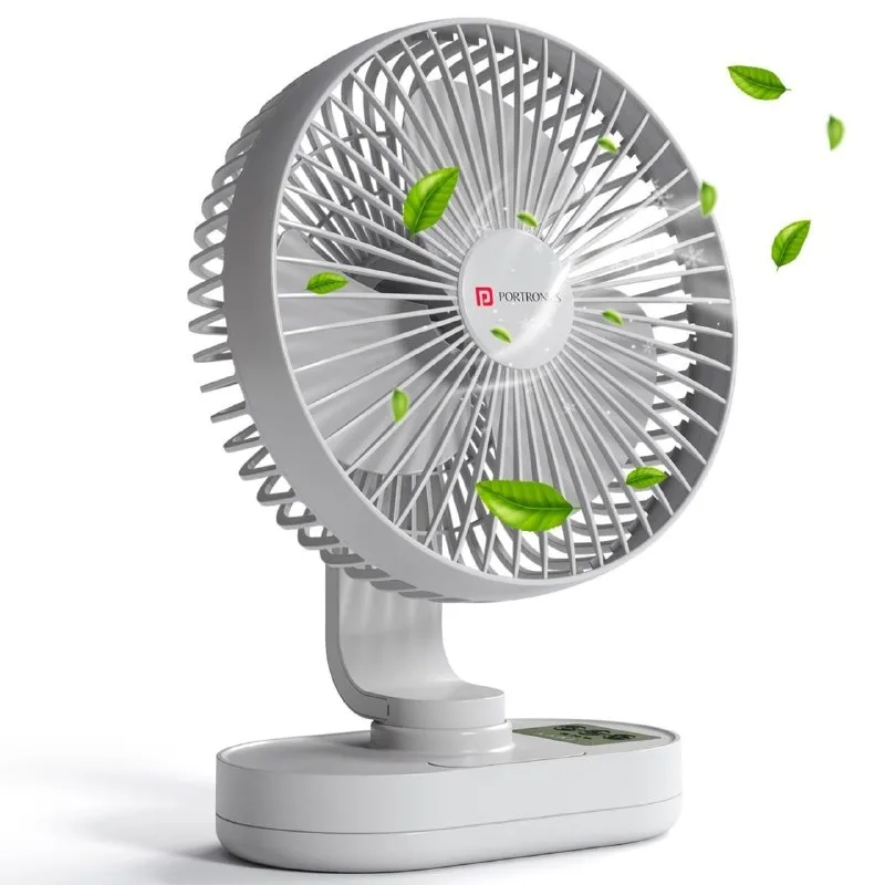 Portronics Airloop Portable & Rechargeable Desk Fan with Automatic 92° Oscillation, 6.1 Inch Blade at ₹1,199