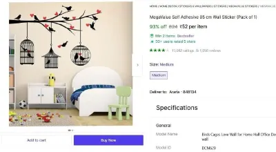 Self Adhesive Wall Sticker at ₹52