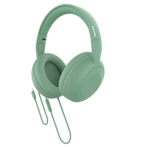 PHILIPS TAH1204GR Wired On-Ear Headphones with Mic 40mm Drivers Green at ₹1,199