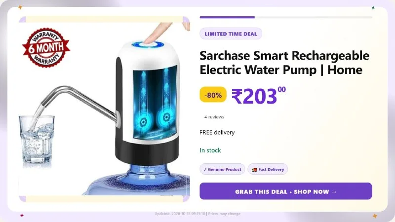 Smart Rechargeable Electric Water Pump at ₹203
