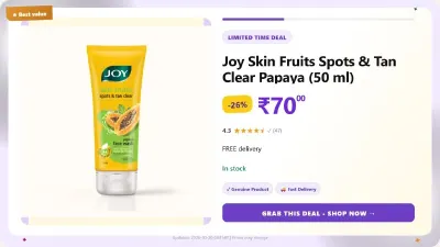 Joy Skin Fruits Spots & Tan Clear Papaya (50 ml) at ₹70