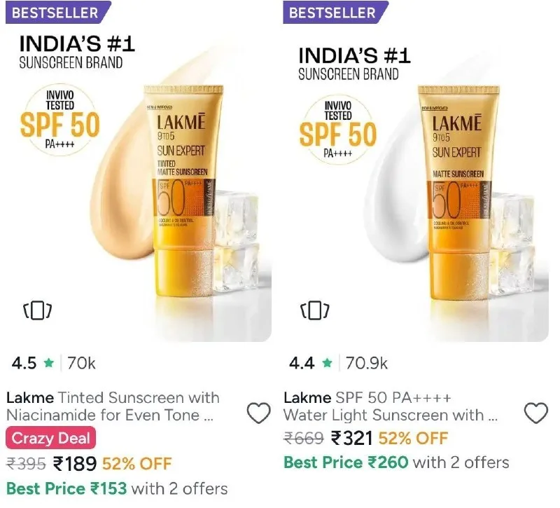 Lakme Sunscreens Min. 40% Off