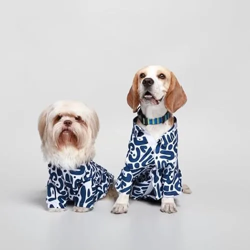 Ezra Polyester Blend Dog Shirt – Abstract Blue, Small | Lightweight & Breathable Outfit for Dogs | Stylish & Comfortable Pet Clothing and Ou at ₹221