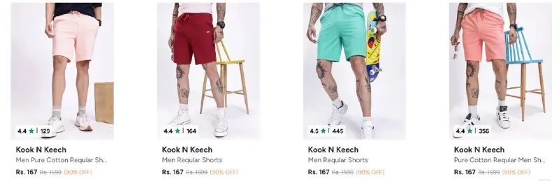 Men Shorts from ₹167