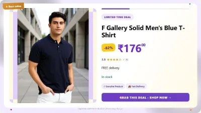 F Gallery Solid Men's Blue T-Shirt at ₹176