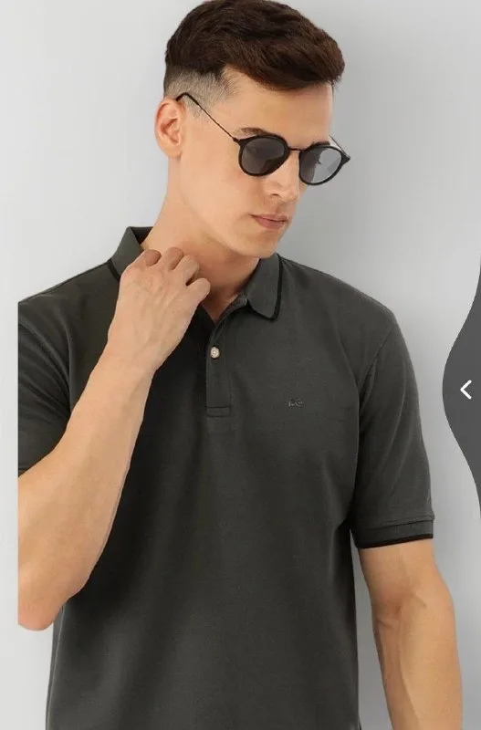 Peter England Men's Snug Fit Solid Polo T-Shirt with Coloured Collar Tipping| Cotton Rich at ₹479