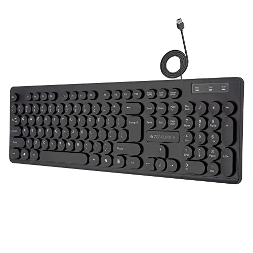ZEBRONICS K24 Wired USB Keyboard, 104 Keys, Long Life 8 Million Keystrokes, Silent & Comfortable Use, Slim Design, Retractable Stand, 1.5 Me at ₹265