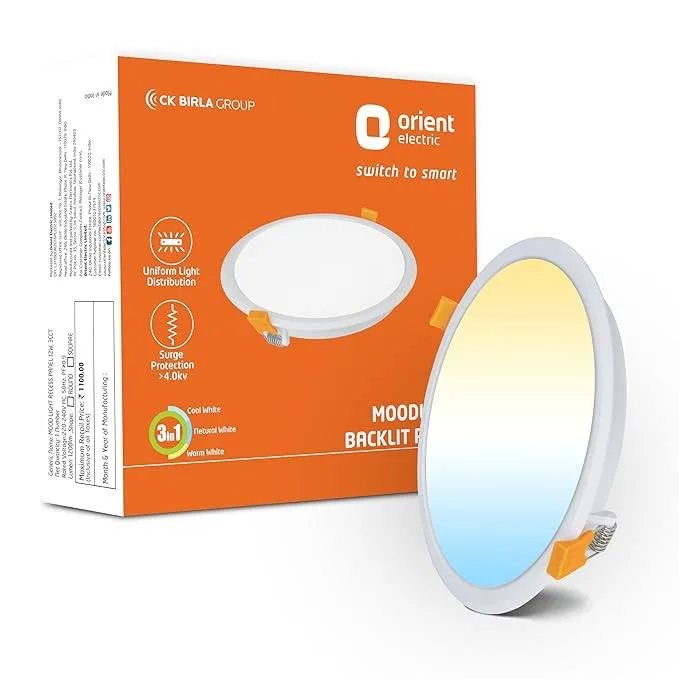 Orient Electric 12W 3-in-1 Recessed LED Panel light at ₹339