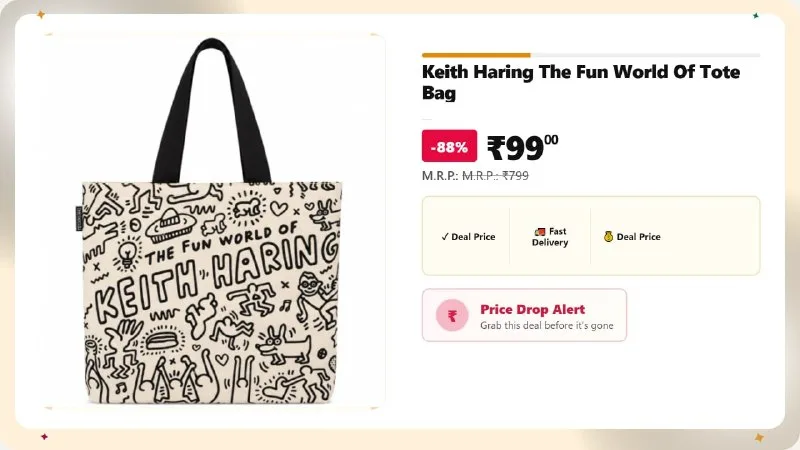 Keith Haring The Fun World Of Tote Bag at ₹99