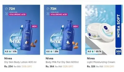 Best Deal of the week on Nivea Min. 50% off