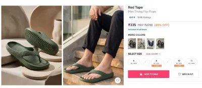 Red Tape Men Thong Flip-Flops at ₹335