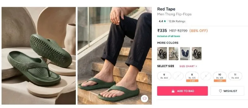 Red Tape Men Thong Flip-Flops at ₹335