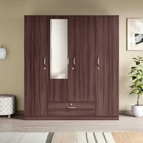 Interio by Godrej EWA 4-Door Wooden Wardrobe with Mirror at ₹13,590