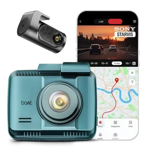 boAt 2026 Edition Hive Dashcam F1, Sony STARVIS 4K Ultra HD Front & Full HD Rear Recording, ADAS Voice Commands, Dual Channel Recording, GPS at ₹6,999