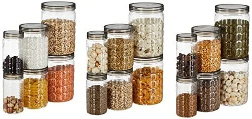 Amazon Brand - Solimo Checkered Jar Container, Set of 18 (6 at ₹373
