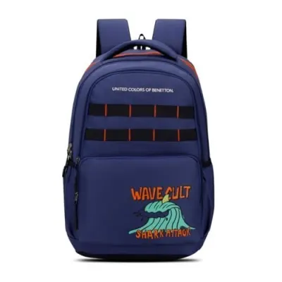 United Colors of Benetton Unisex High-School Backpack WAVES | Printed Daypack with 3 Compartments | Airmesh Padding | Backpack for School Gi at ₹569