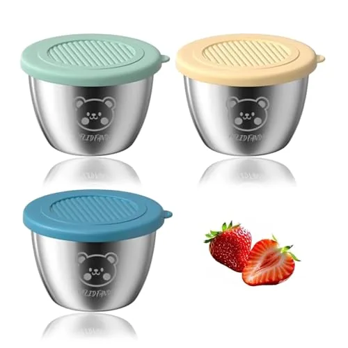 Stainless Steel Sauce Cup with Lid, Small, Silver, Leak-Proof,50g, for Salad, Chutney, Tiffin, Lunch, Travel (02) at ₹89