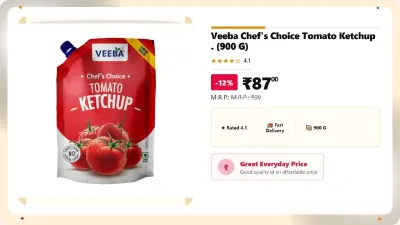 Veeba Chef's Choice Tomato Ketchup (900 G) at ₹87