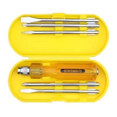 STANLEY STHT60572-8B 5 Pcs Screwdriver Set With 2 Phillips & 2 Flat Tips, 1 Square Poker- Multi-Purpose Tool Screwdriver Set, Ideal for Home at ₹117