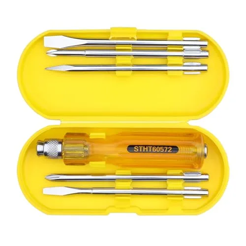 STANLEY STHT60572-8B 5 Pcs Screwdriver Set With 2 Phillips & 2 Flat Tips, 1 Square Poker- Multi-Purpose Tool Screwdriver Set, Ideal for Home at ₹117