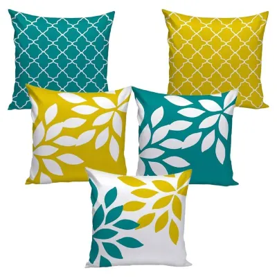 AEROHAVEN Set of 5 Multi Colored Decorative Throw Hand Made Velvet Cushion Covers (16" x 16" OR 40cm x 40cm) at ₹184