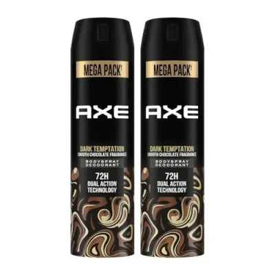 Axe Dark Temptation Men's Deodorant, Long Lasting Deodorant Spray For Men With An Irresistible Scent 215ml, Pack of 2 at ₹189